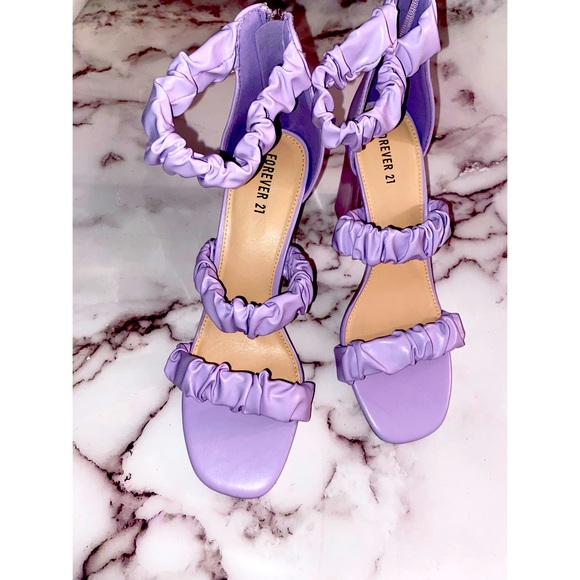 Forever 21 Shoes - Forever 21 Lilac Ruched Strappy Platform Heels - Size 7.5